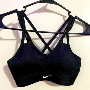Black sparkly Nike sport bra with padding